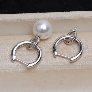 Pendientes Lisos en Forma de U de Plata S925 con 10-12 Perlas, Bandeja de Accesorios de Joyería DIY 4992, Accesorio de Moda - Product Image 4