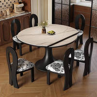 Ensemble de table à manger extensible en chêne massif, nouveau design moderne européen en céramique, forme ronde, 6 places, durable