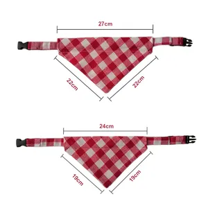 Bandana per cani di alta qualità blank snap on plaid bavaglino in cotone etichetta personalizzabile