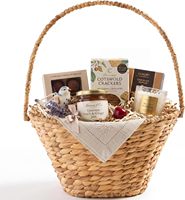 Panier cadeau tissé en jacinthe d'eau naturelle avec poignée haute, pour Noël, Pâques, organisation de la maison