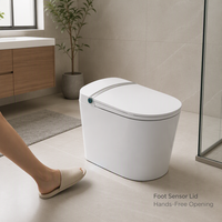 Ensemble WC intelligent avec bidet, télécommande et fonctionnalités avancées - Siège chauffant automatique moderne, double chasse d'eau, à poser au sol