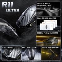 Souris de jeu sans fil tri-mode ATTACK SHARK R11ULTRA, coque en fibre de carbone, PAW3950MAX, 42000 DPI, taux de polling 8000 Hz, ultra-légère 49 g