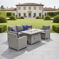 Ensemble de canapé d'extérieur moderne en aluminium avec table brasero, étanche, écologique, confortable, pour cour et hôtel