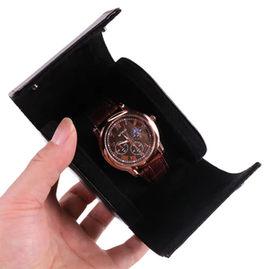 Premium Genuine Leather <b>Watch</b> Roll <b>Case</b> with Soft Lining Custom Logo Single Wristwatch Storage Gift Box - Product Image 6