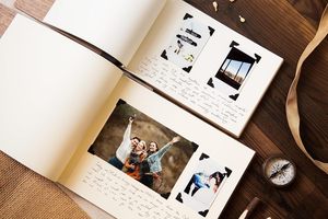 <span class=keywords><strong>Livre</strong></span> d'or photo rustique en bois A4 A5 A6, pages vierges, album de mariage personnalisé avec logo, pour souvenir commémoratif ou cadeau de maison - Product Image 3