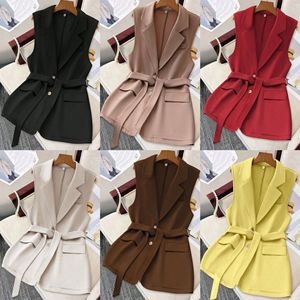 Chaleco sin mangas con cuello de traje y lazo suelto para mujer, a la moda - Product Image 2