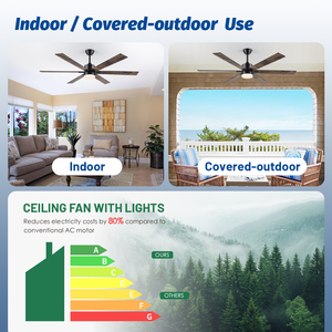 Hoa Kỳ Trong Kho Hiện Đại Kết Thúc Kép Lưỡi Yên Tĩnh DC Động Cơ 3cct LED Điều Khiển Từ Xa Patio Nhà Để Xe Quạt Trần Với Ánh Sáng - Product Image 5