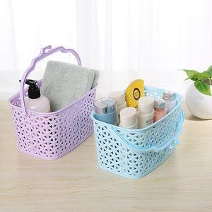 Plastic Storage Basket With Handles Rectangle Pink Blue Purple White For Neatening Storage - Product Image 1