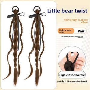 Perruque tressée pour femme, longue jusqu'aux oreilles, avec ruban de lapin, double torsion, style TikTok, en fibre haute température naturelle, double tressage à la machine - Product Image 6