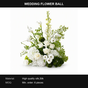 Weiße Seidenblumen-Kugel mit Echtem Blumen-Look, Handgefertigte Gemischte Blumenarrangements für Hochzeiten und Tischdekoration - Product Image 6