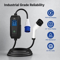 Stasiun Pengisian Daya EV Portabel 7kw dengan Layar 2,8 inci, Arus Dapat Diatur, Kabel 5 meter, Pengisi Daya EV Portabel yang Dapat Dilepas