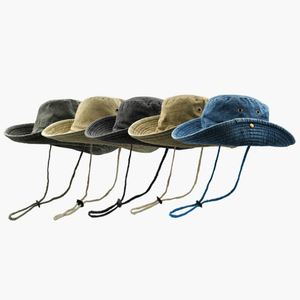Chapeau bob en denim de coton vintage surdimensionné OEM avec large bord en corde, chapeau bob personnalisé pour la pêche - Product Image 6