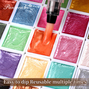 Artist Fundamentals Ensemble de casseroles aquarelles nacrées 12 couleurs Peinture <span class=keywords><strong>aquarelle</strong></span> professionnelle à paillettes métalliques - Product Image 2
