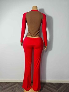 Completo da donna in cotone alla moda Autunno 2026, ideale per ragazze alte, set due pezzi: pantaloni lunghi e camicia a maniche lunghe, loungewear - Product Image 2