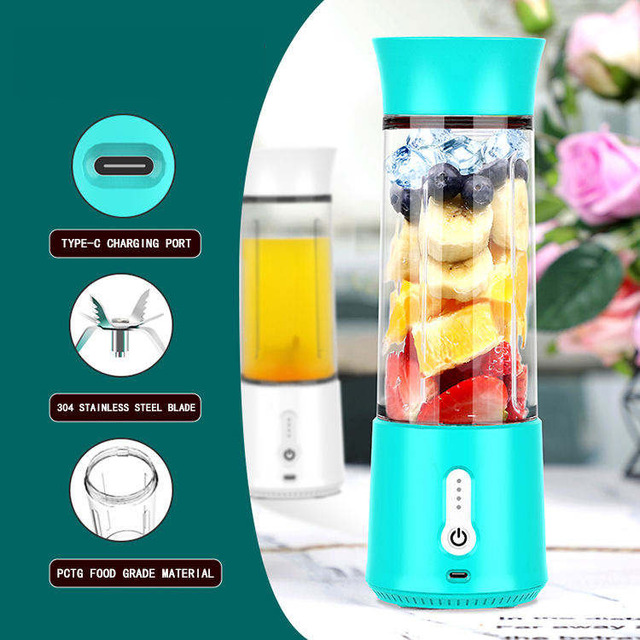 Portable Electric Juicer & Blender with USB Rechargeable Power Mini Fruit Mixers for Smoothies Travel-Friendly Juice Maker