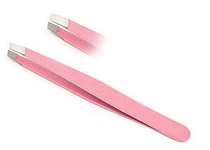 4 Piece Professional Stainless Steel Tweezers Set Eyebrow Tweezers Slant Tip Pointed and Straight in NEW Pink Glitter Color - Product Image 4
