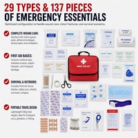 Kit de Primeros Auxilios Plegable Deportivo de Supervivencia, 137 Piezas, Kit Médico de Emergencia Familiar y de Viaje, Suministros Portátiles para el Cuidado de Heridas, Venta al Por Mayor