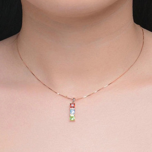 Collier pendentif bloc arc-en-ciel pour femmes, bijoux colorés à la mode, cadeau à porter au quotidien - Product Image 4