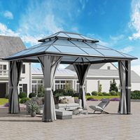 Gazebo de jardin en polycarbonate rigide avec structure en acier, 10 pieds x 12 pieds