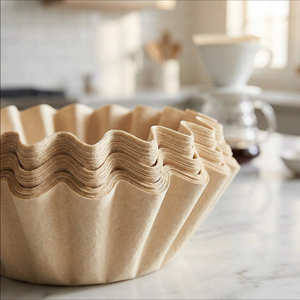 155*45mm Holzfaser Kaffeefilterpapier in Schalenform, Farbig und Weiß - Product Image 2
