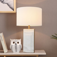 Nordique De Luxe Tissu Abat-Jour Marbre Table Lumière Moderne Dimmable Hôtel Chambre Intérieur Rond LED Bureau Lampe De Lecture