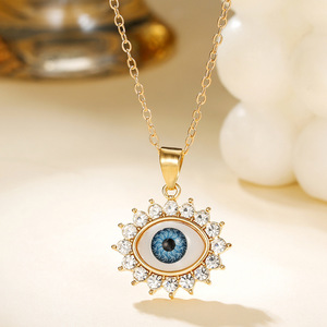 Collar con Colgante de Ojo Turco en Forma de Corazón con Incrustaciones de Circonio, Joyería de Moda para Mujer, Regalo de Aniversario, Cadena en Tono Dorado - Product Image 4