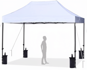 ABCCANOPY 5+ Person Waterproof Oxford Pop <b>Canopy</b> <b>Tent</b> Commercial Instant Shelter Wheeled Carry Bag 10x15 FT White 170t Polyester - Product Image 1