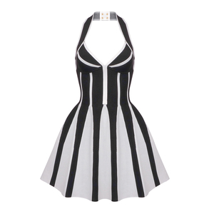 Abito Corto Plissettato SB3240 per Donne, Vestito Mini con Collo all'Americana, Elegante Abbigliamento <span class=keywords><strong>in</strong></span> <span class=keywords><strong>Maglia</strong></span>, Raffinati Abiti Aderenti da Donna - Product Image 1
