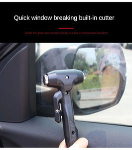 Martillo de Seguridad Metálico para Automóvil, Multifuncional, Rompe Cristales de Ventana para Escape, con Cortadores - Product Image 3