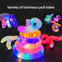 Nouveau jouet télescopique lumineux transfrontalier en plastique, type Pop Tube, avec soufflet de ventilation à décompression et LED, en forme de tuyau d'eau