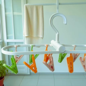 12 Clip Foldable <b>Plastic</b> Clothes Drying Hanger Portable Rectangular Hanging <b>Rack</b> for Socks Underwear Baby Clothes - Product Image 2