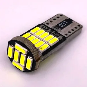 لمبات ليد Canbus T10 4014 26 SMD 6000K W5W T20 لوحة أرقام السيارة داخلية بغطاء علوي مصباح إشارة أبيض وأصفر