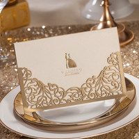 Cartes d'invitation de mariage personnalisées en papier artistique, design élégant, estampage à chaud, impression UV pour cérémonie romantique, papeterie de banquet