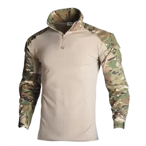 HAN WILD-Camiseta de manga larga para hombre, camisa táctica de camuflaje, Camuflaje