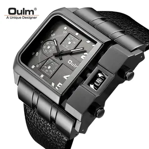 Oulm 3364 người đàn ông sang trọng thạch anh Đồng Hồ relojes Montre Homme hình chữ nhật phong cách mới thời trang da ban nhạc thể thao cổ tay đồng hồ cho Nhật Bản