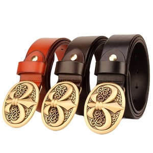 <span class=keywords><strong>Ceinture</strong></span> italienne en <span class=keywords><strong>cuir</strong></span> <span class=keywords><strong>de</strong></span> <span class=keywords><strong>vache</strong></span> pour hommes Bouclier ovale en laiton massif perlé pour boucle Largeur 3.8cm Offre Spéciale <span class=keywords><strong>de</strong></span> style vintage - Product Image 1