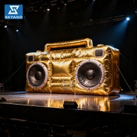 Machine à Enregistrement Radio Gonflable Géante Dorée, Sculpture Personnalisée, Accessoires Gonflables DJ pour Scène et Décoration de Fête