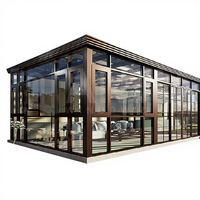 Serre moderne en aluminium à économie d'énergie avec toit polygone et double vitrage trempé pour villas et espaces extérieurs