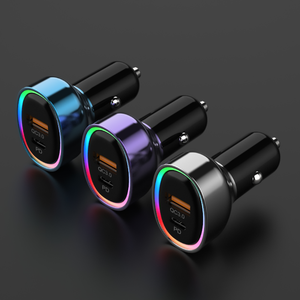 Lampu LED RGB, pengisi daya mobil cepat, cincin 30W PD QC3.0 dengan 2 port USB & 2 port Tipe C - Product Image 2