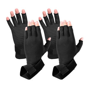 Luvas de Compressão de Fibra de Cobre Sem Dedos para Artrite com Suporte para Mãos e Punho, Alívio para Doença de Raynaud - Poliéster de Verão - Product Image 1