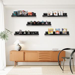 Étagère murale en acrylique pour vernis à ongles, 15 pouces, noire, multi-usages, avec extrémités amovibles, pour le rangement des huiles essentielles - Product Image 4