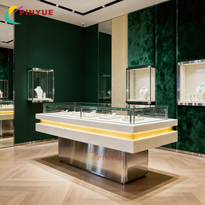 เคาน์เตอร์โลหะกระจกหรูหราทันสมัย เคาน์เตอร์<span class=keywords><strong>ร้าน</strong></span>ค้าปลีกแบบกำหนดเอง ออกแบบตกแต่งภายในร้านขายเครื่องประดับ ตู้โชว์เครื่องประดับทรงกลมกระจก - Product Image 5