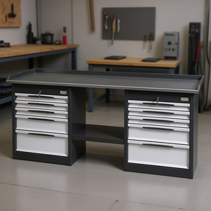 Steel Workbench With Drawers And <b>Storage</b> Cabinet For <b>Workshop</b> Use - Product Image 3