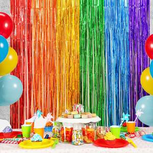 1*2M <strong>Door</strong> <strong>Streamers</strong> for Birthday Foil Fringe Curtain Metallic Tinsel Curtains Backdrop for Christmas Party Decorations - Product Image 1