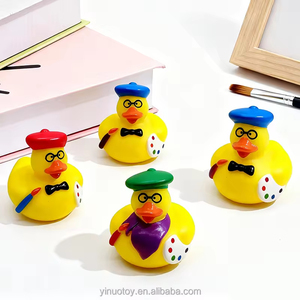 Canard en caoutchouc à thème artiste peintre, <span class=keywords><strong>jouet</strong></span> de bain flottant qui couine, en gros, pour la décoration d'atelier d'art et des idées cadeaux créatifs - Product Image 4