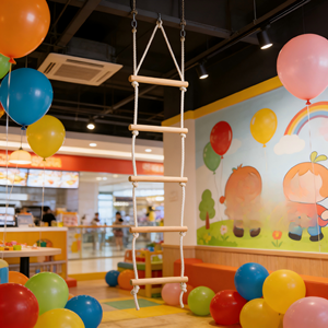 Scala a Corda in Legno e Plastica con Altezza Regolabile e Altalena per Set di Giochi Personalizzabili da Interno ed Esterno - Product Image 3