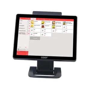 Panel Pc Pos kecil warna hitam layar sentuh kapasitif Monitor Pos 15 inci untuk bisnis