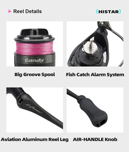 Canne à pêche HASIDA Candy Rod Combo avec poignée droite, rose, pour la pêche en eau salée, action moyenne-lourde, pour parents et enfants - Product Image 3