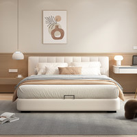 Lit en bois massif moderne avec tête de lit en cuir extra-large et moelleuse, adapté aux chambres et aux hôtels