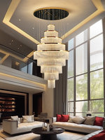 Lustre en acier inoxydable avec cristaux en forme de ligne de pêche, LED, pour maison, hôtel, bureau de vente, villa duplex, mezzanine, hall